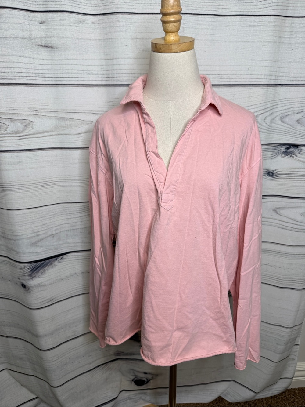 Frank & Eileen Light Pink Long-Sleeve Polo Top